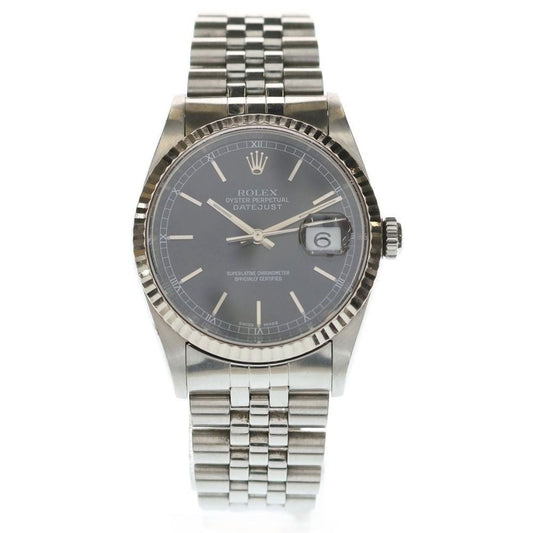 Rolex Datejust Black Dial P Number Ss Wg at Stainless Steel White Gold Automatic