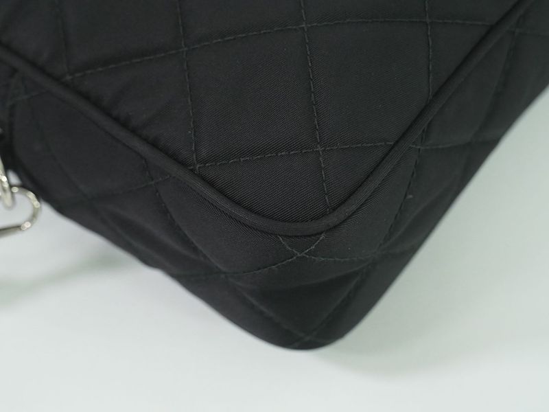 Authentic Prada Quilted 2way Shoulder Bag Handbag Pochette Nylon Black Bag