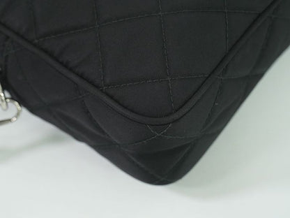 Authentic Prada Quilted 2way Shoulder Bag Handbag Pochette Nylon Black Bag