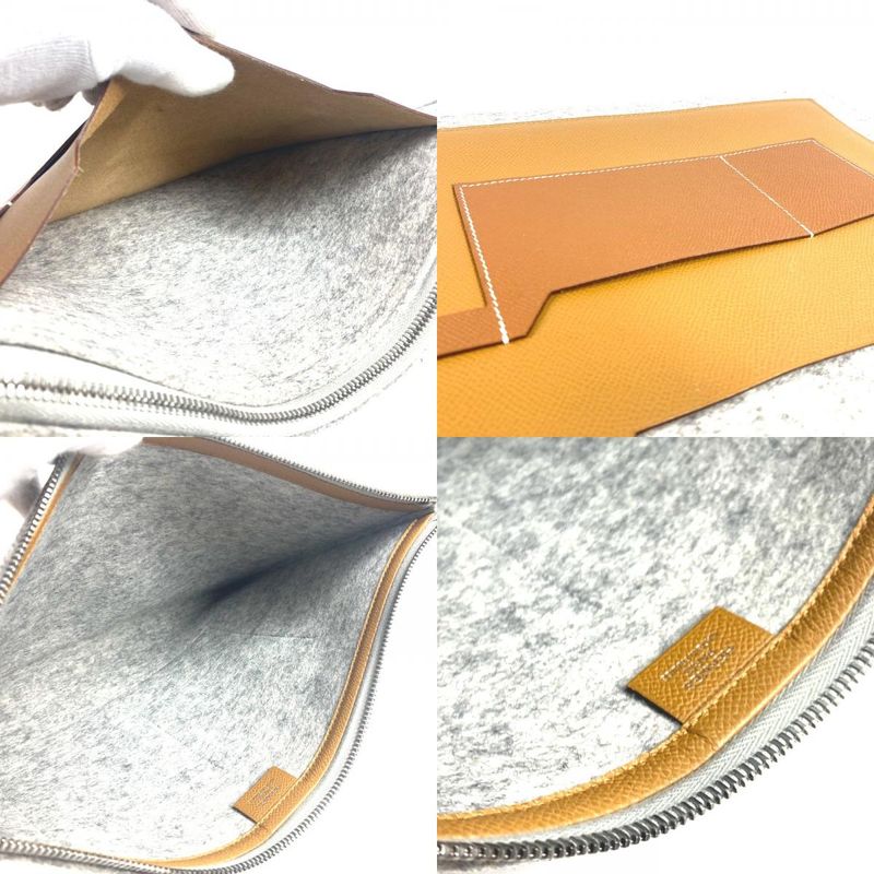 Hermes Clutch Bag Toudou 37 Felt Gray
