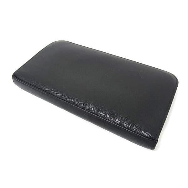 Saint Laurent Wallet Black Leather Round Zipper Long — view 2