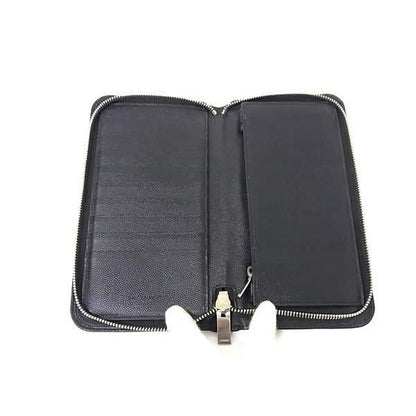 Saint Laurent Wallet Black Leather Round Zipper Long — view 3