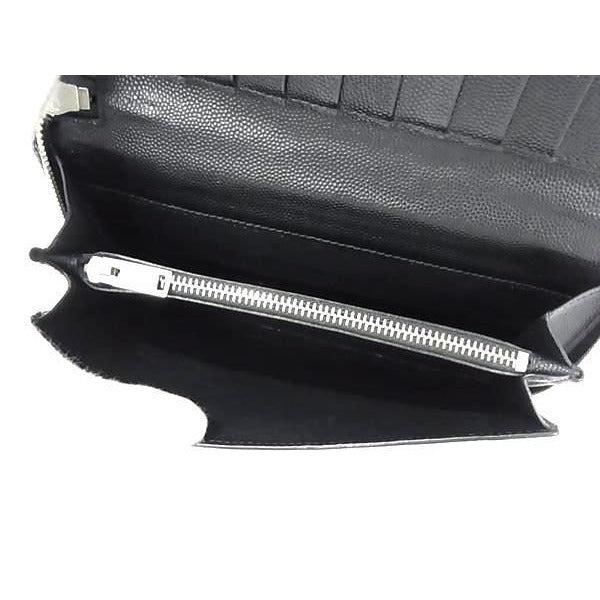 Saint Laurent Wallet Black Leather Round Zipper Long — view 6