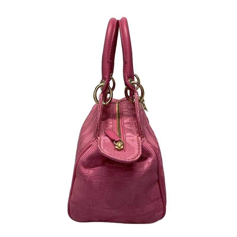 Dior/christian Dior Handbag Canage Stitch Pink Lame Leather
