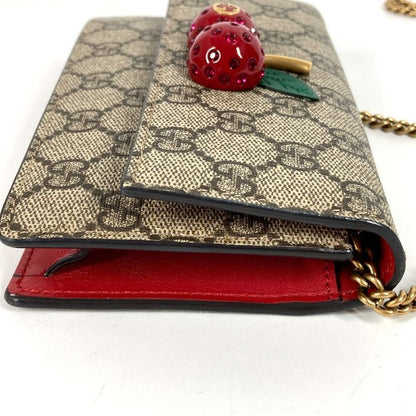 Gucci Shoulder Bag GG Cherry Cacrambo Rhinestone Logo 481291 GG Supreme Canvas