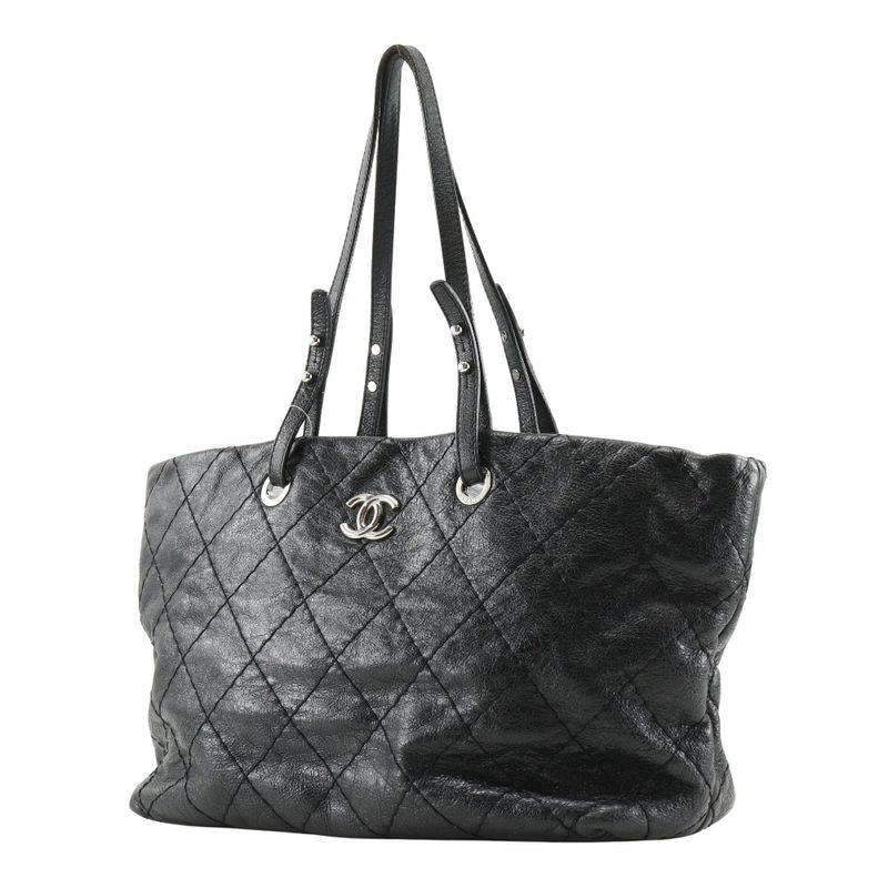 Chanel On The Road Coco Mark A48019 Leather Black Women's Tote Bag