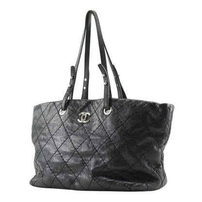 Chanel On The Road Coco Mark A48019 Leather Black Women's Tote Bag