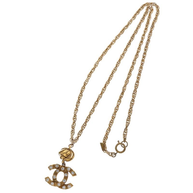 Chanel Coco Mark Rhinestone Necklace Women