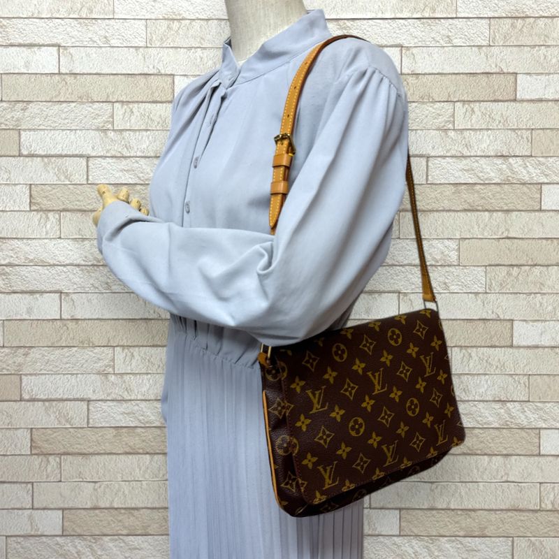 Louis Vuitton Musette Tango Monogram Shoulder Bag Monogram Canvas M51257 Brown