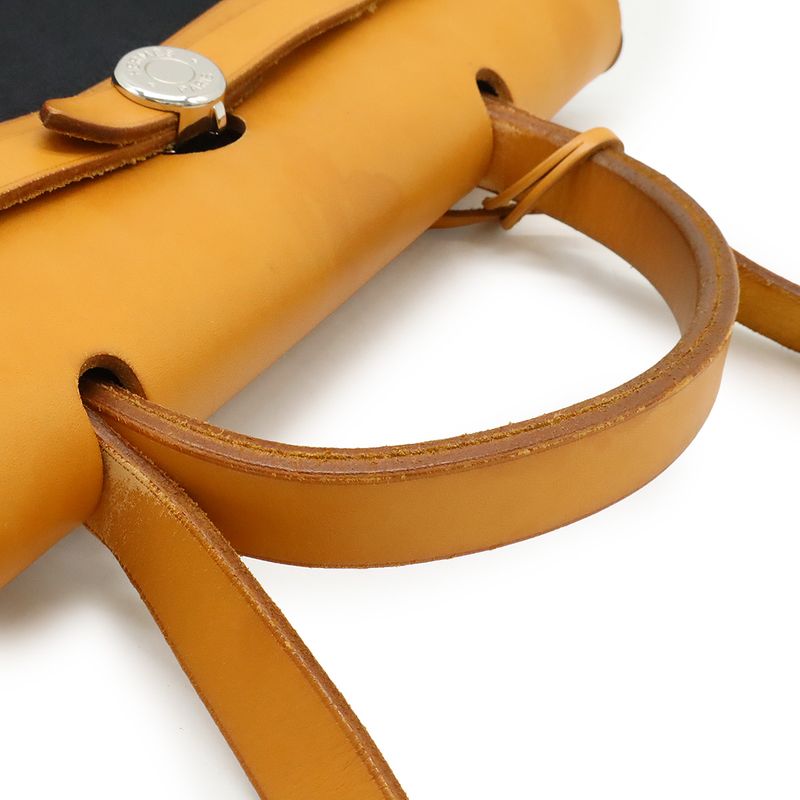 Hermes Herbag PM Handbag 2WAY Shoulder Bag Toile Officier Toile GM Leather