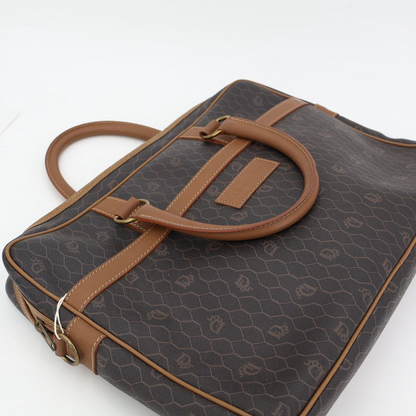 Christian DIOR Honeycomb Brown Gold Hardware PVC Business Bag