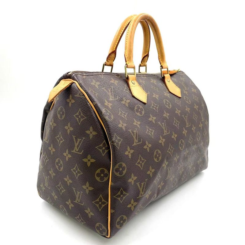 Louis Vuitton Speedy 35 Monogram Leather X PVC Brown Handbag Gold M41524