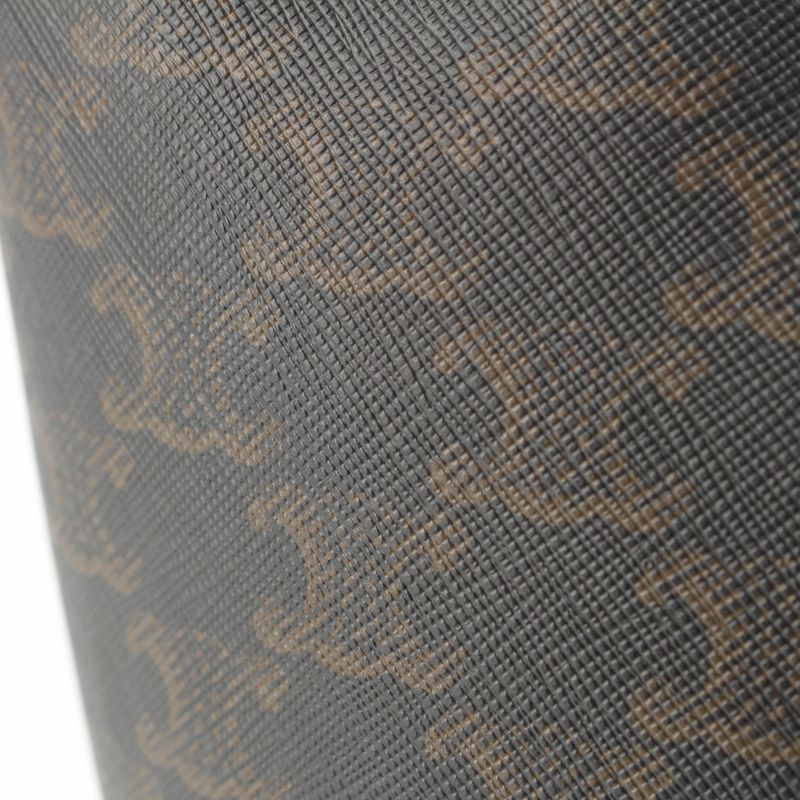 Celine Triomphe Small Bucket PVC Leather Shoulder Bag Brown