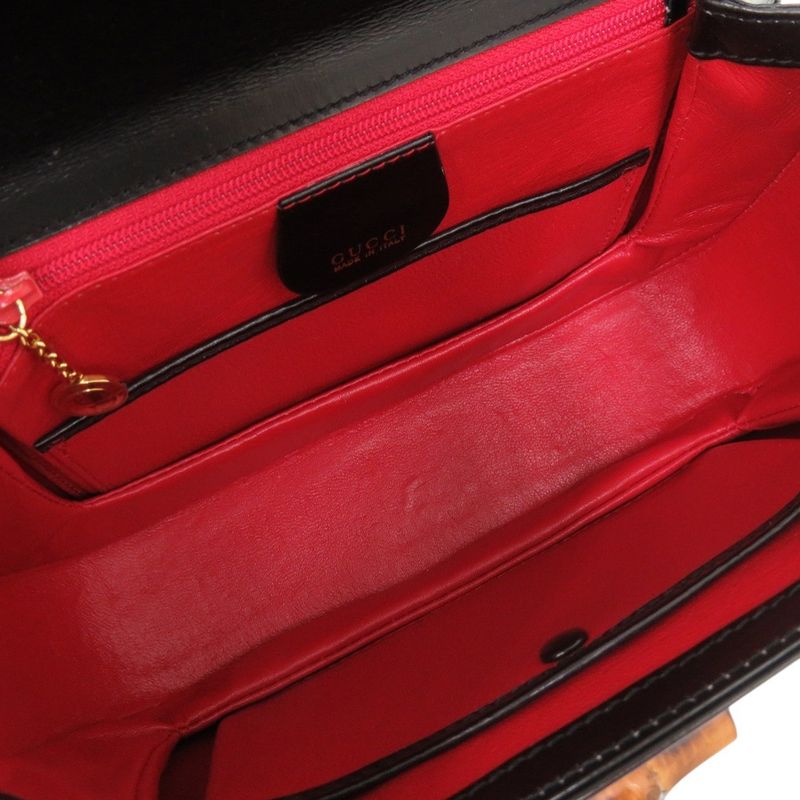 Gucci Bamboo 000 46 0188 Leather Black 2WAY Handbag Shoulder Bag 0257 Gucci