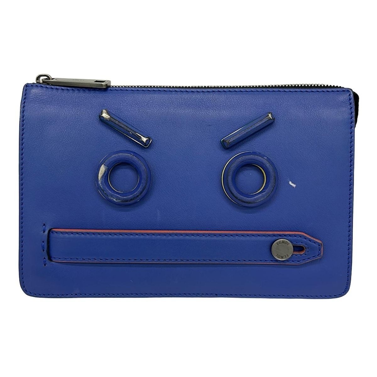 Fendi Clutch Bugs Blue Multi Leather
