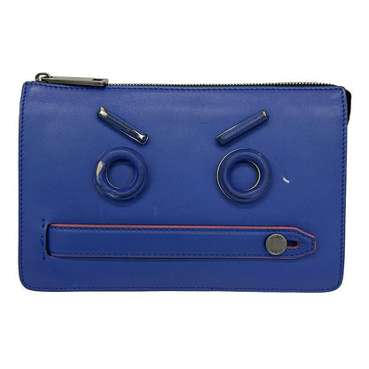 Fendi Clutch Bugs Blue Multi Leather