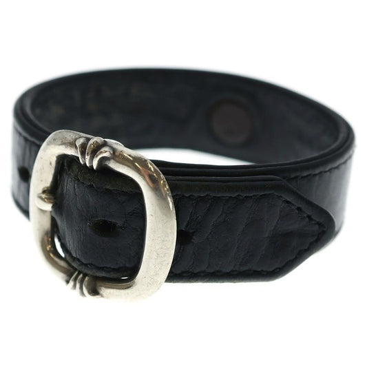 Chrome Hearts Gunslinger Crossball Leather Bracelet Black