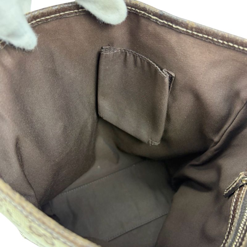 Gucci Mini Tote Handbag Brown GG Canvas Leather Gold Hardware