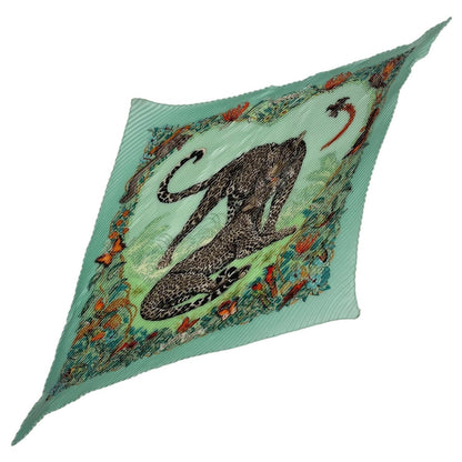 Hermes Scarf Pleated Silk Dip Dye Jungle Love Green — view 2