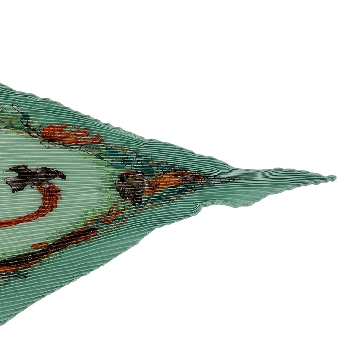 Hermes Scarf Pleated Silk Dip Dye Jungle Love Green — view 5