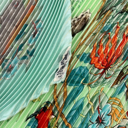 Hermes Scarf Pleated Silk Dip Dye Jungle Love Green — view 6