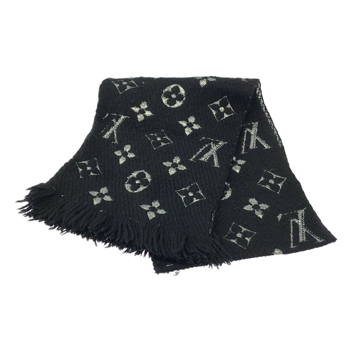Louis Vuitton Logomania Scarf Shine Monogram Shawl Black