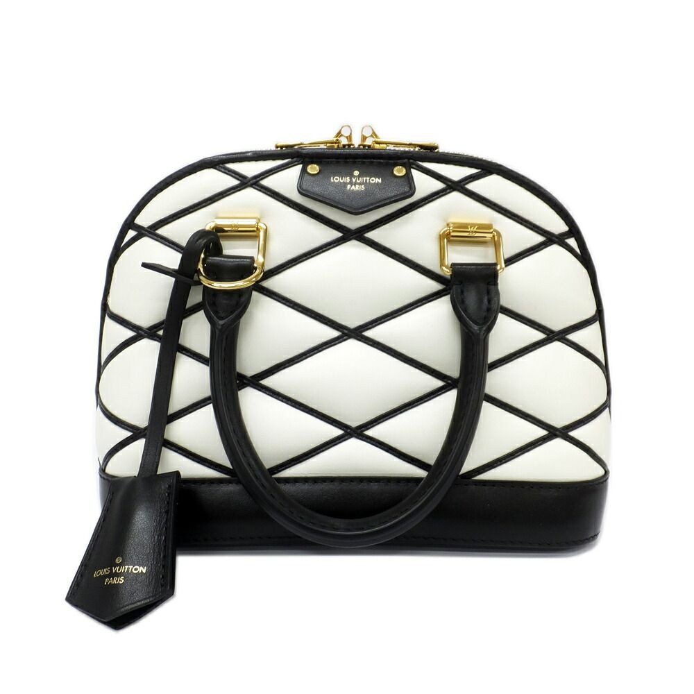 Louis Vuitton Alma BB Bubble Glam Leather White Black Quilted Gold 2-Way Bag