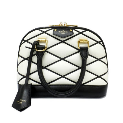 Louis Vuitton Alma BB Bubble Glam Leather White Black Quilted Gold 2-Way Bag
