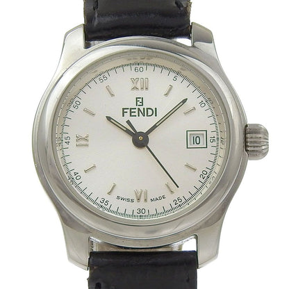 Fendi Orologi Stainless Steel Leather Quartz Analog Display Watch