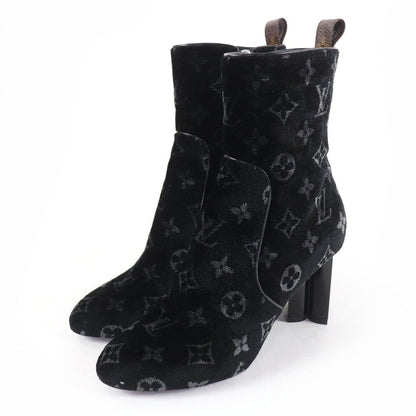 Louis Vuitton Silhouette Line Monogram Velour Short Boots Black 37.5 Handbag