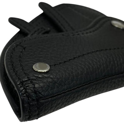 Christian DIOR Saddle Pouch Mini Accessories Coin Case Fold Logo Leather Black