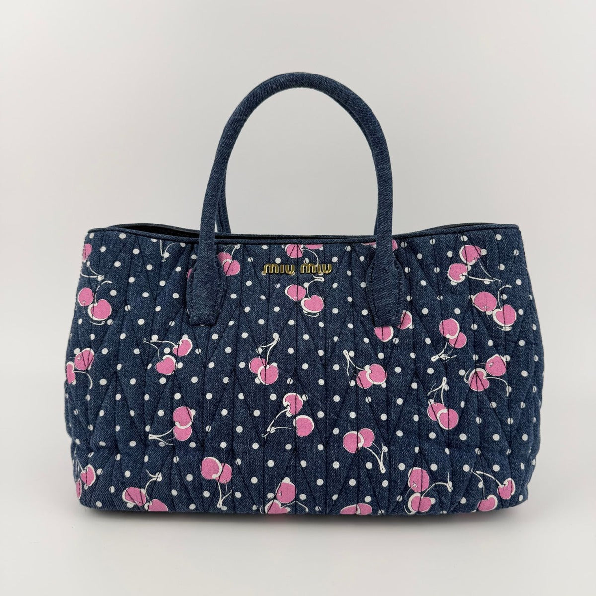 Miu Miu Shoulder Bag Navy Pink Denim Flower — view 4
