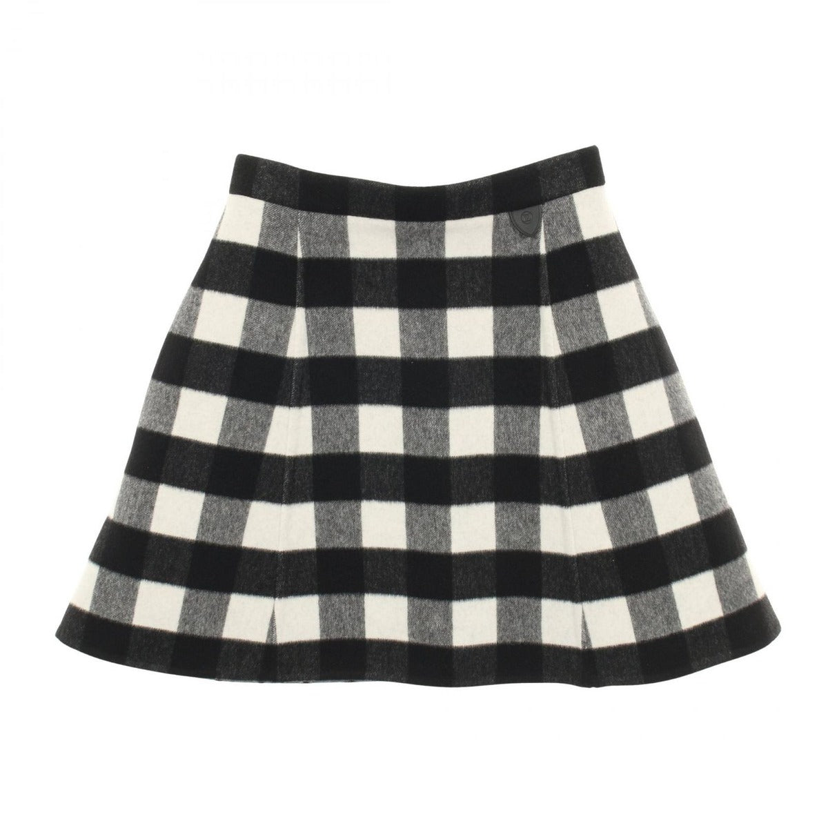 Louis Vuitton Skirt Checkered Black White Wool Cashmere