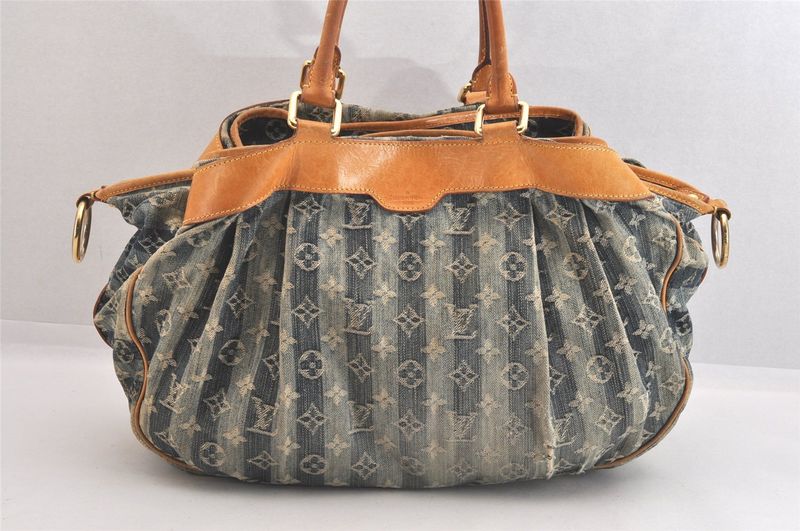 Louis Vuitton Monogram Denim Cabas Rayet GM Handbag M95336 Blue 2688n