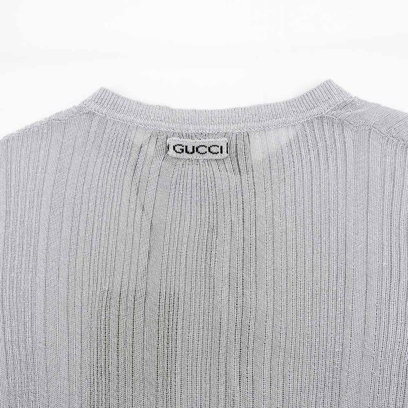 Gucci Cardigan Crystal Button S Size Silver - 765717 Long Sleeve
