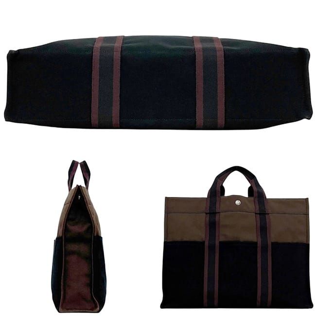 Hermes Tote Bag Fourre Tout Brown Black Bordeaux Excellent Condition