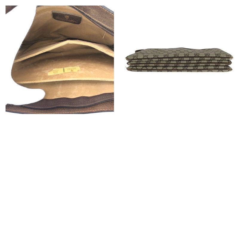 Gucci Vintage Old Gucci Sherry Line Beige Brown GG Supreme Canvas 010-378