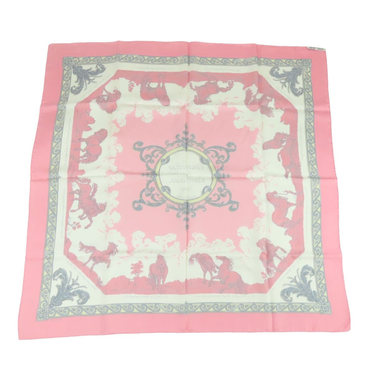 Hermes Carre 90 Courbettes et Cabrioles Silk Scarf Pink White Multicolor — view 2