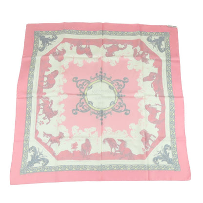 Hermes Carre 90 Courbettes et Cabrioles Silk Scarf Pink White Multicolor — view 2