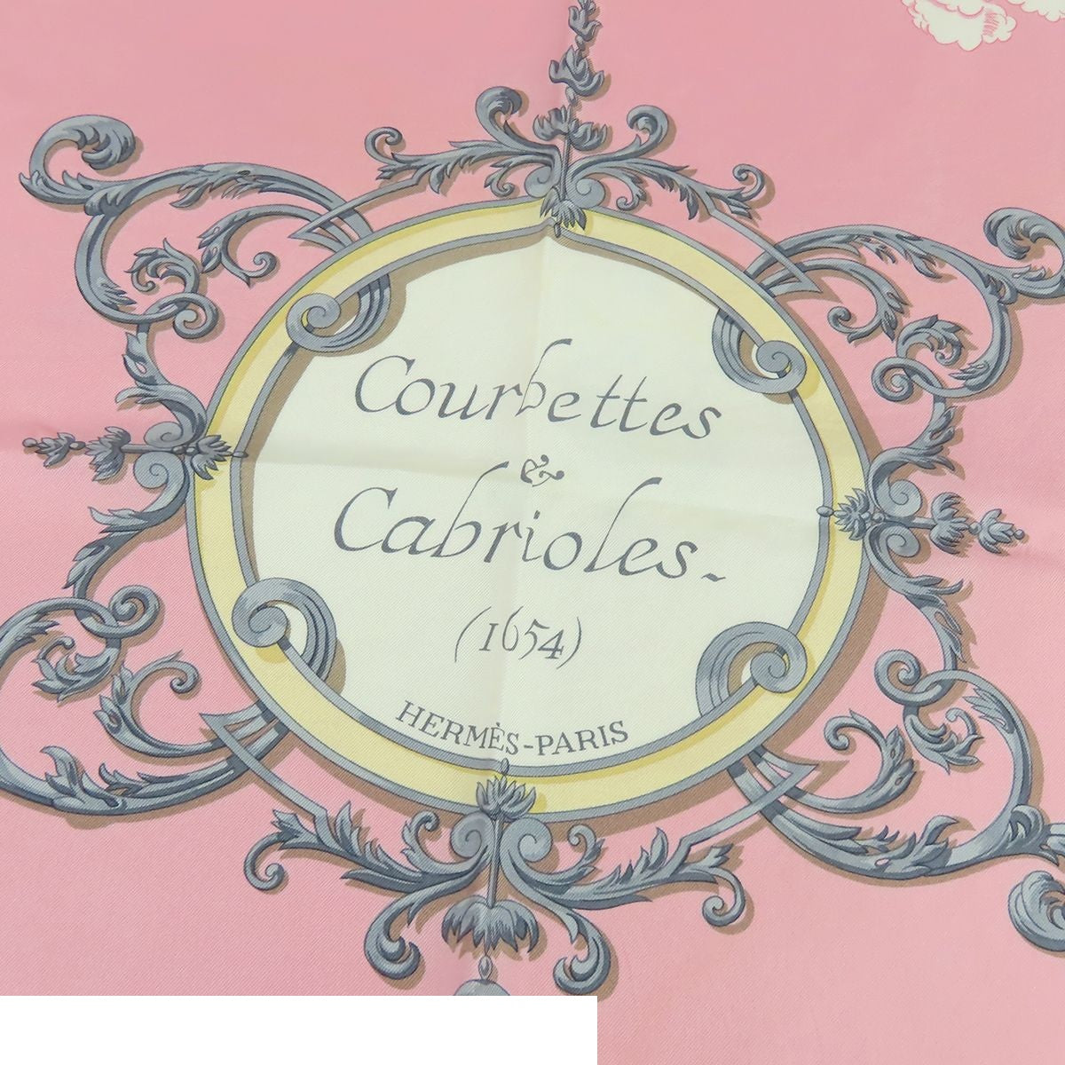 Hermes Carre 90 Courbettes et Cabrioles Silk Scarf Pink White Multicolor — view 3