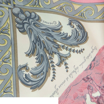 Hermes Carre 90 Courbettes et Cabrioles Silk Scarf Pink White Multicolor — view 4