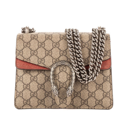 Gucci Dionysus Beige Red Supreme Canvas Suede Shoulder Bag