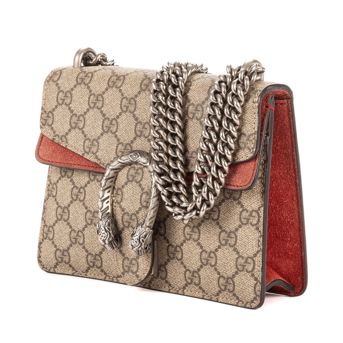 Gucci Dionysus Beige Red Supreme Canvas Suede Shoulder Bag — view 2