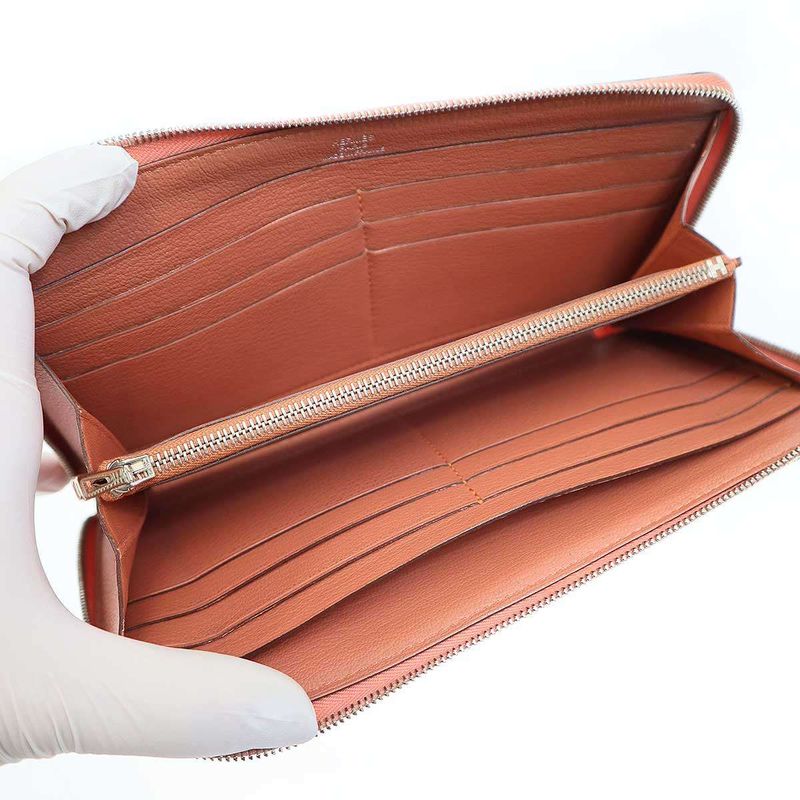 Hermes Azap Classic Round Zip Wallet Peach