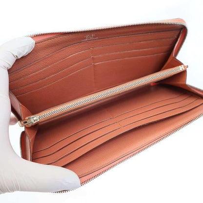 Hermes Azap Classic Round Zip Wallet Peach