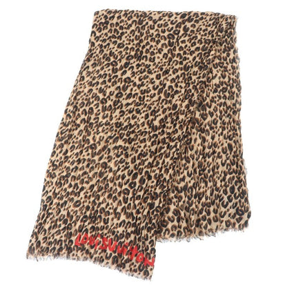 Louis Vuitton 2023 Cashmere Silk Logo Leopard Pattern Large Shawl Brown