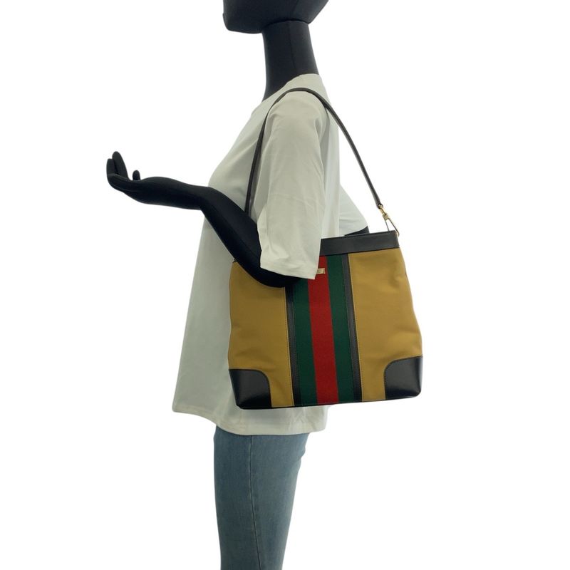 Gucci Sherry Line Beige Brown Gold Hardware Canvas/leather 001 4231 Shoulder