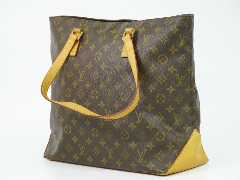 Authentic Louis Vuitton LV Cabas Mezzo Monogram Shoulder Bag Tote Bag Brown