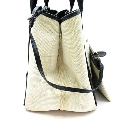 Balenciaga Navy Cabas Su S 339933 Canvas Leather Women's Tote Bag Natural Black