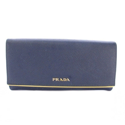 Prada Wallet Bifold Saffiano Leather Navy Blue TK